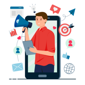 illustration of digital marketing in social media platform free png